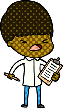 Çizgi film bir insan tarafından çizilmiş stresli adam