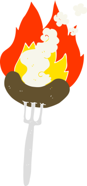 Bir insan tarafından çizilen sıcak sosisin düz renk çizimi