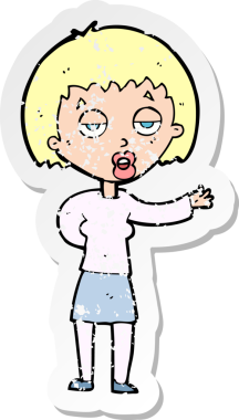 Bir insan tarafından çizilmiş, sıkıntılı bir karikatür çıkartması.