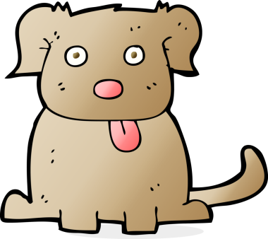 Bir insan tarafından çizilmiş çizgi film köpeği.