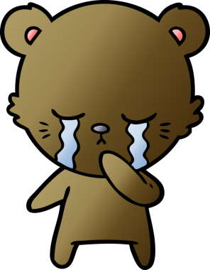 Bir insan tarafından çizilmiş ağlayan çizgi film ayısı.