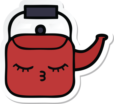 Bir insan tarafından çizilmiş şirin bir çaydanlığın çıkartması.