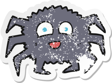 Bir insan tarafından çizilmiş karikatür örümceğinin gerilmiş yapıştırması.