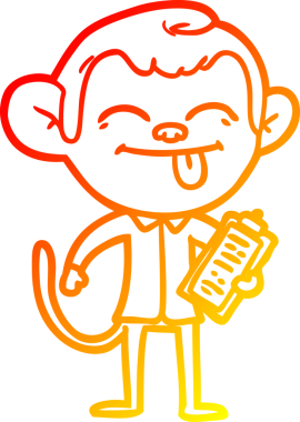 Bir insan tarafından çizilmiş komik çizgi maymun çizimi.