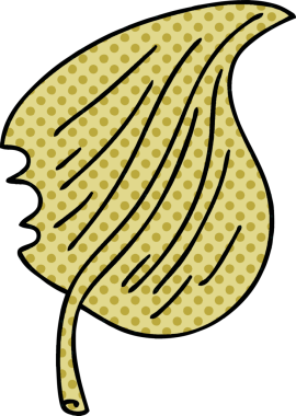 Bir insan tarafından çizilmiş çizgi roman tarzı tuhaf bir yaprak.