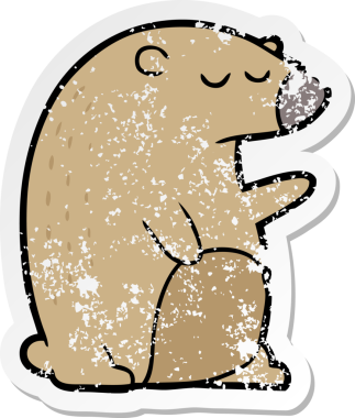 Bir insan tarafından çizilmiş karikatür ayısının sıkıntılı çıkartması.