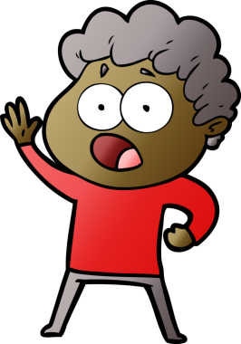 Bir insan tarafından çizilmiş bir karikatür adamı şaşkınlıkla nefes nefese kaldı.