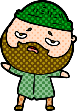 Bir insan tarafından çizilmiş sakallı endişeli bir adam.