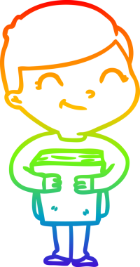 gökkuşağı gradyan çizgi çizimi bir insan tarafından çizilmiş gülümseyen bir çizgi çocuk