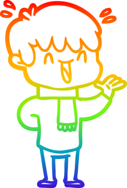 Gökkuşağının gradyan çizimi bir insan tarafından çizilmiş bir çizgi film karakteri.