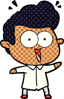 Bir insan tarafından çizilmiş heyecanlı bir çizgi film.