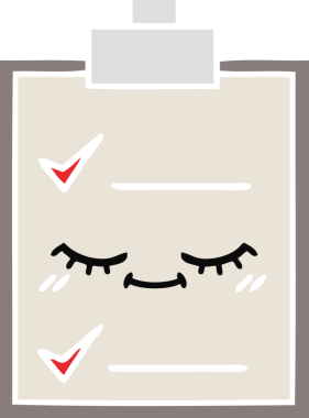 Bir insan tarafından çizilmiş bir kontrol listesinin düz renk retro karikatürü