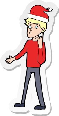 Bir insan tarafından çizilmiş Noel 'e hazır bir karikatürcünün çıkartması.