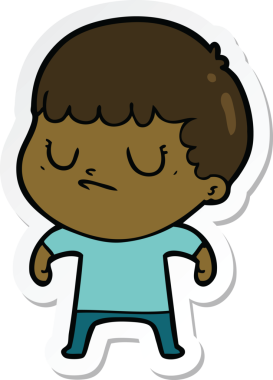 Bir insan tarafından çizilmiş huysuz bir çocuğun çıkartması.