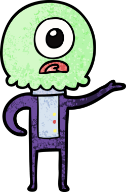 Çizgi film Tepegöz uzaylı uzay adamı bir insan tarafından çizilmiş.