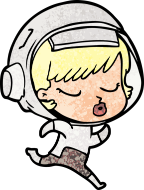 Bir insan tarafından çizilmiş güzel astronot kız.