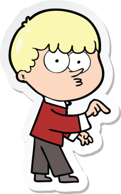 Bir insan tarafından çizilmiş meraklı bir çocuğun çıkartması.