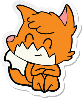 Bir insan tarafından çizilmiş bir çizgi film tilkisinin çıkartması.