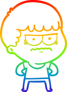 Gökkuşağı gradyan çizgi çizimi Bir insan tarafından çizilmiş rahatsız bir adam