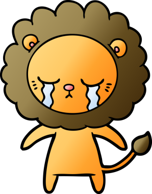 Bir insan tarafından çizilmiş ağlayan çizgi film aslanı.