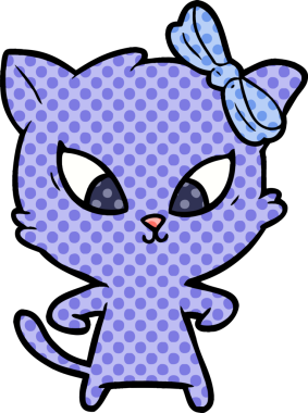 Bir insan tarafından çizilmiş çizgi film kedisi.