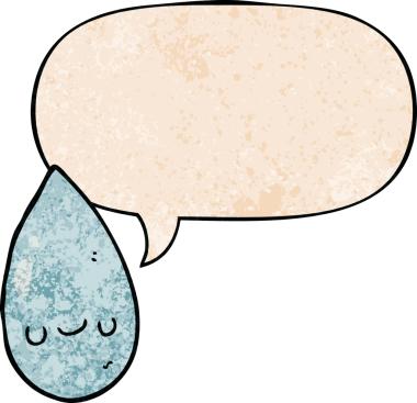 bir insan tarafından çizilmiş eski moda konuşma baloncuklu şirin yağmur damlası.