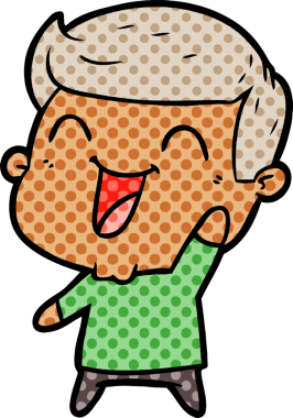 Bir insan tarafından çizilmiş gülen çizgi film adamı.