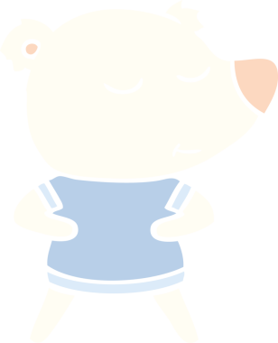 Bir insan tarafından çizilmiş mutlu düz renkli çizgi film kutup ayısı.