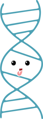 Bir insan tarafından çizilmiş bir DNA ipliğinin düz renk retro karikatürü