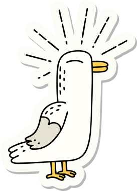 Bir insan tarafından çizilmiş dövme stili martı kuşunun çıkartması.