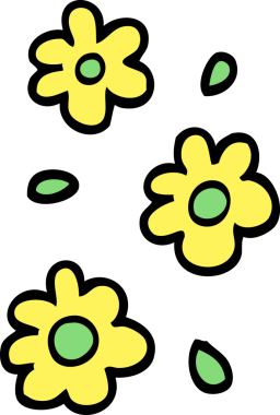 Bir insan tarafından çizilmiş karalama tarzı çiçek başları.