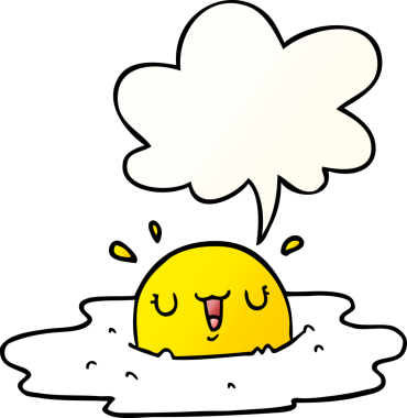 bir insan tarafından çizilmiş yumuşak eğimli konuşma baloncuklu karton yumurta.