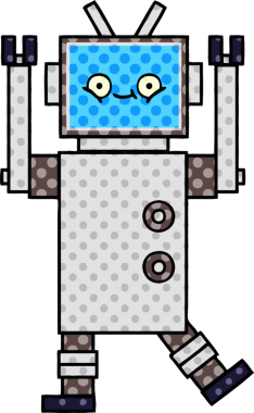 bir insan tarafından çizilmiş bir robotun çizgi roman tarzı