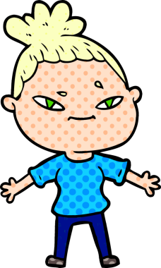 Bir insan tarafından çizilmiş karikatür kadın.