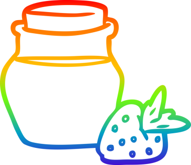 Bir insan tarafından çizilmiş çilek reçeli kavanozunun çizimi