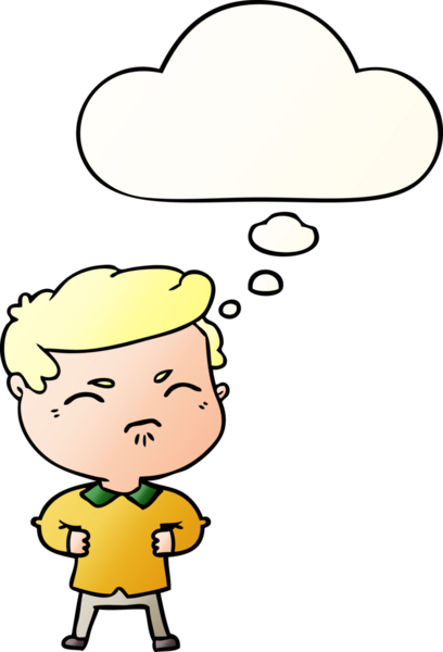 Bir insan tarafından çizilmiş yumuşak eğimli düşünce baloncuğuyla rahatsız bir adam.