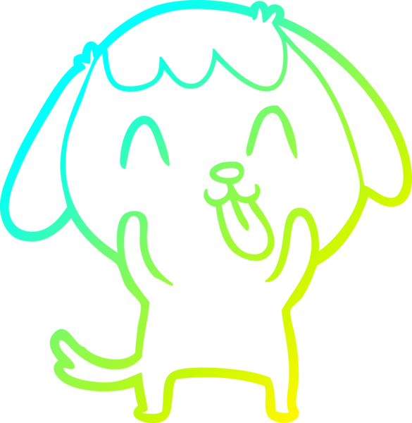 Bir insan tarafından çizilmiş şirin bir çizgi köpeğin soğuk gradyan çizgisi.