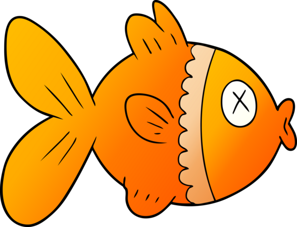 Bir insan tarafından çizilmiş Japon balığı çizgi filmi.