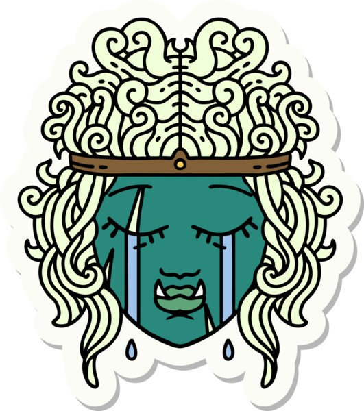 Bir insan tarafından çizilmiş üzgün bir Ork barbar karakterinin çıkartması.