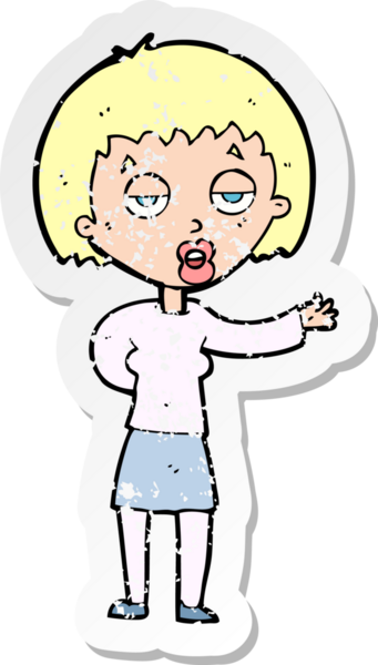 Bir insan tarafından çizilmiş, sıkıntılı bir karikatür çıkartması.