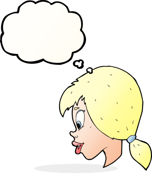 Bir insan tarafından çizilmiş düşünce kabarcığı olan güzel bir kadın yüzü.