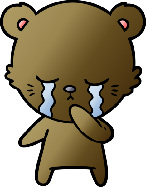 Bir insan tarafından çizilmiş ağlayan çizgi film ayısı.