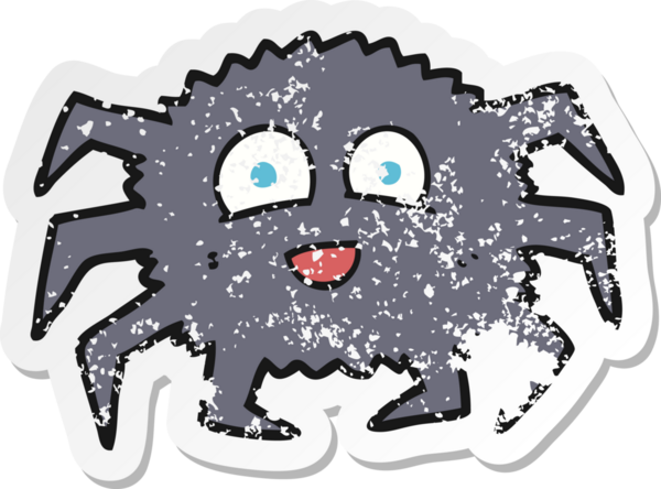 Bir insan tarafından çizilmiş karikatür örümceğinin gerilmiş yapıştırması.