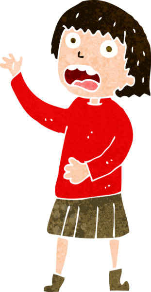 Çizgi film bir insan tarafından çizilmiş stresli bir kadın.