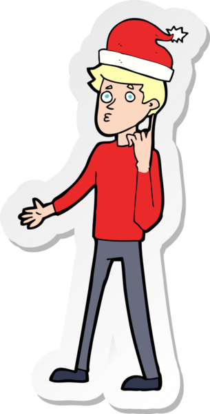 Bir insan tarafından çizilmiş Noel 'e hazır bir karikatürcünün çıkartması.