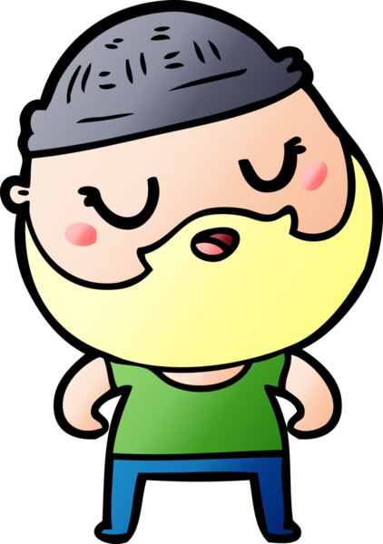 Bir insan tarafından çizilmiş sakallı sevimli bir çizgi film adamı.