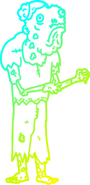 Bir insan tarafından çizilen zombi çizgi filminin soğuk gradyanı.