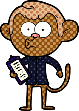 Bir insan tarafından çizilmiş çizgi film satıcısı maymun.