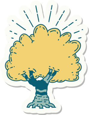 Bir insan tarafından çizilmiş dövme stili bir ağacın çıkartması.