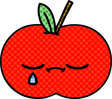 Bir insan tarafından çizilmiş kırmızı elma çizgi filmi.